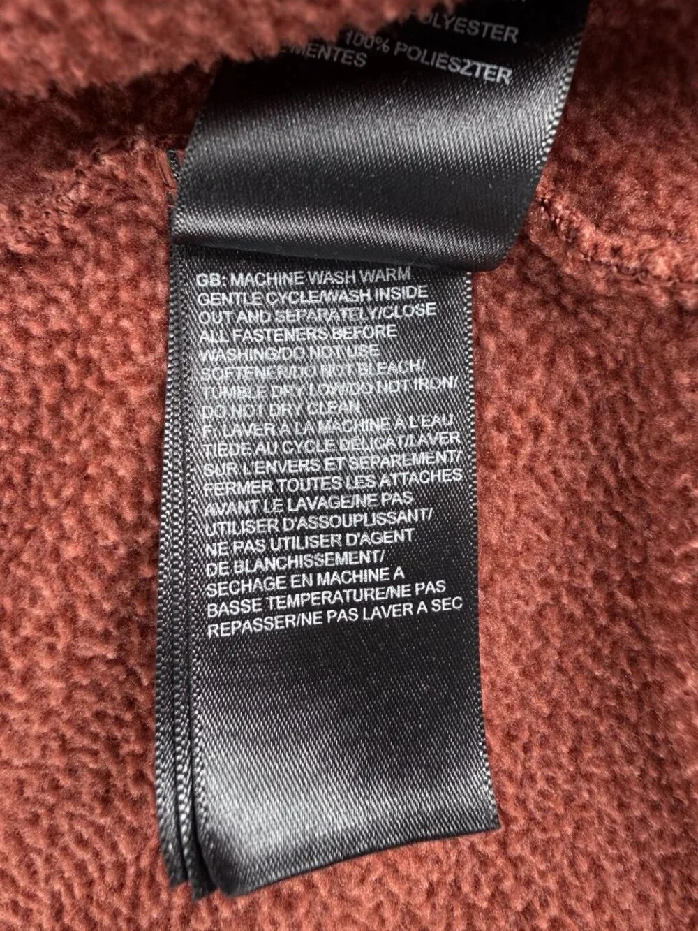 The North Face Rust Textured Quarter Zip Fleece Pullover L